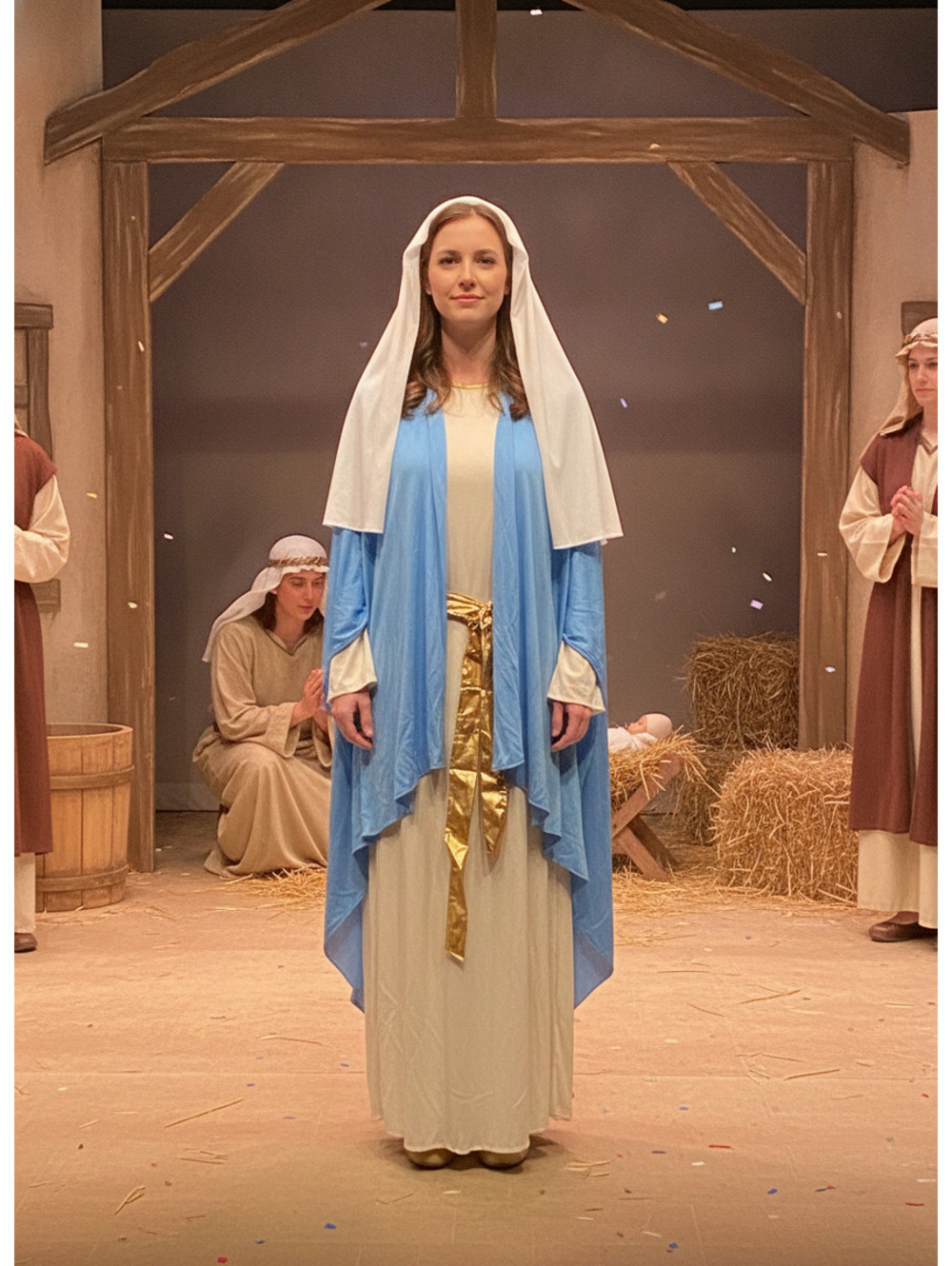 NIB Virgin Mary Costume with Blue Cape and Gold Belt #2075